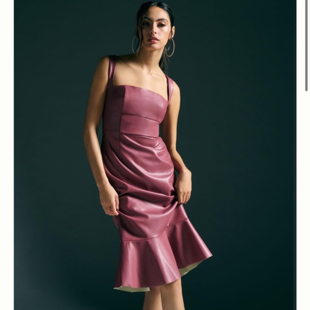 Hutch Anthropologie faux leather dress‎ square neck